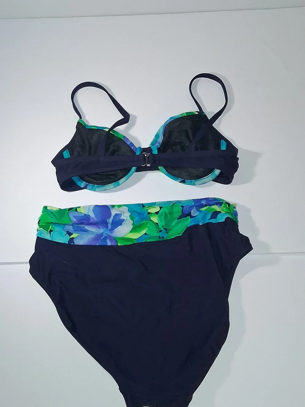 Basic Editions Navy Floral-Print Underwire Bikini Set Size 11/12